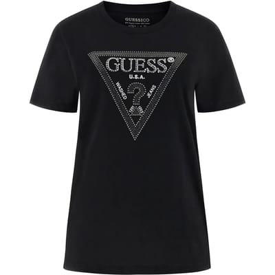 Guess Krystal Triangle T-shirt Met Korte Mouwen Zwart S Vrouw