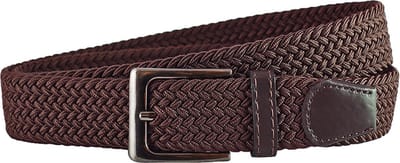 Landley Elastische Riem met Gevlochten Stretch Elastiek – Dames / Heren - Bruin - Lengte totaal 100 cm / Riemmaat 85