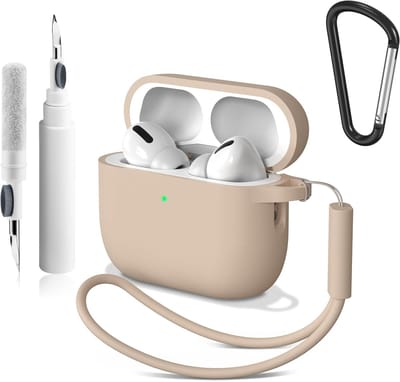 Dunne stootvaste beschermhoes voor AirPods Pro 3 met reinigingsstift, karabijnhaak en koord, 4-in-1 accessoires kit voor optimale bescherming en gebruiksgemak