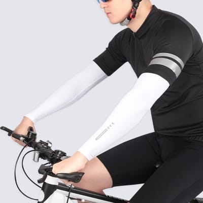 1 Paire Manches de Refroidissement Anti-UV Manches de Soleil UPF 50 Manchon de Sport pour Cyclisme Extérieur Pêche blanc