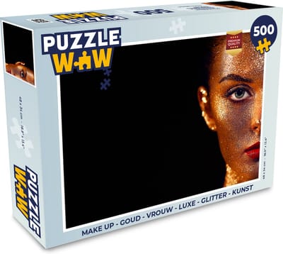 Puzzel Make up - Goud - Vrouw - Luxe - Glitter - Kunst - Legpuzzel - Puzzel 500 stukjes