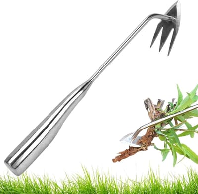 Handmatige onkruidtrekker - Worteltrekker tuingereedschap - Onkruid verwijderen - Ergonomische handgreep - 34 cm - Roestvrij staal