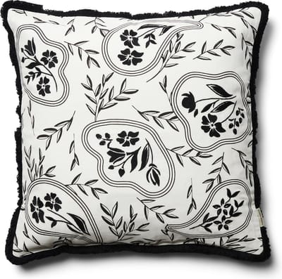 Riviera Maison Kussensloop, Kussensloop 50x50, Sierkussen bloemenprint, Sierkussen, Deco kussen vierkant - RM Xanadu Pillow Cover - Zwart/ Wit - Katoen