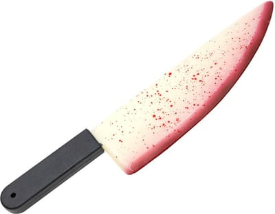 Horror keukenmes/slagersmes - glow in the dark - met nep bloed - 50 cm