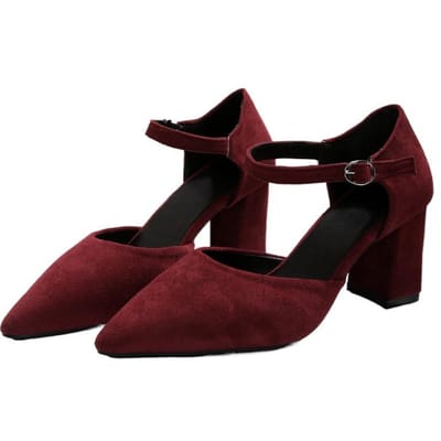 Damesschoenen Enkelgesp Riem Dames Hoge Hak Elegante Jurk Pumps Dames Puntneus Effen Dikke Hakken Lage Sandalen 35 black