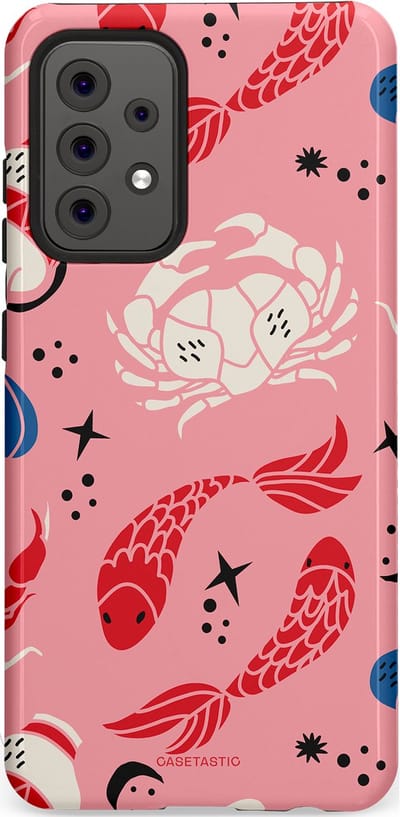 Casetastic hoesje geschikt voor Samsung Galaxy A52 (2021) 5G / Samsung Galaxy A52 (2021) 4G - Dubbellaagse bescherming - Zodiac in kleur - Fashion Case - Lichtroze Koraal Perzik