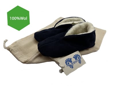 Bernardino Unisex Spaanse Sloffen 100% Wol - Blauw - Maat 38 - inclusief opbergzak