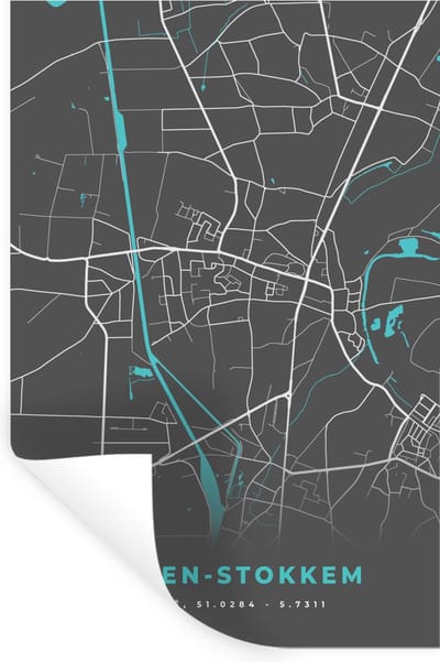 Muurstickers - Sticker Folie - Stadskaart – Grijs - Kaart – Dilsen Stokkem – België – Plattegrond - 20x30 cm - Plakfolie - Muurstickers Kinderkamer - Zelfklevend Behang - Zelfklevend behangpapier - Stickerfolie
