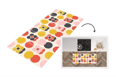 Keukenloper 120x50 cm - Keukenmat vinyl Retro - Design - Bloemen - Pastel - Keukenmatten loper - Keuken vloerkleed tapijt