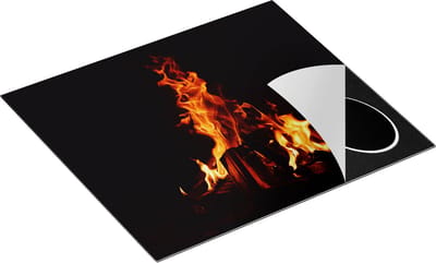 Chefcare Inductie Beschermer Open Haard in het Donker - 60x50 cm - Afdekplaat Inductie - Kookplaat Beschermer - Inductie Mat