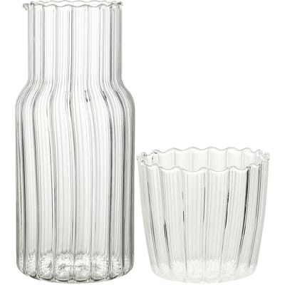 Nachtkastje Karaf en Glazen Set Glazen Karaf met Drinkbeker 520ml Karaf en 280ml Beker voor Kamer Kantoor Type 1