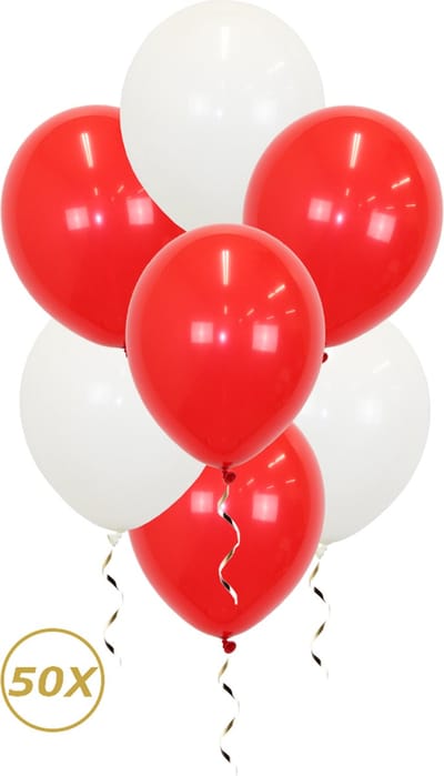 Valentijn Decoratie Rode Witte Helium Ballonnen Feest Versiering Valentijn Ballon - 50 Stuks