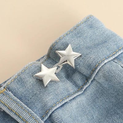 1 Paire Boutons Serre-Taille Pantalon Jeans Ajustable Amovible Clips pour Pantalon Jupes Serre-Taille Boucle   botones para la ropa argenté