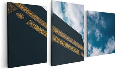 Artaza Canvas Schilderij Drieluik Kaäba Gebedshuis in Mekka - 120x60 - Foto Op Canvas - Canvas Print