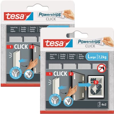 Tesa POWERSTRIPS CLICK - Zelfklevende Klittenband - 4 Paren - Maat L