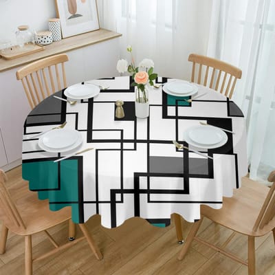 Abstracte Geometrie Aqua Eend Groen Rond Tafelkleed Waterdichte Tafelbeschermer Voor Bruiloftsfeest Decoratie Eettafelkleed 4pcs 33x48 Table mat gray