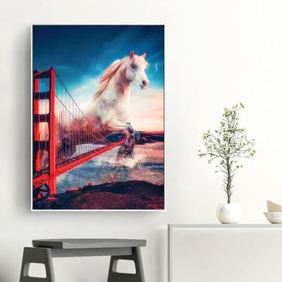 Diamant schilderij paard 5D DIY volledige ronde diamant dier borduurwerk Crystale Diamond Home Decor 20X30CM