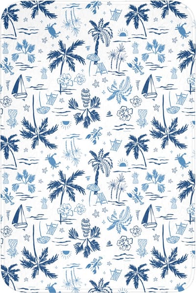 Badmat 60x90 cm - Antislip - Zee - Patroon - Blauw - Wit - Badmatten voor badkamer - Badkamermat - Douchemat - Badkamer mat