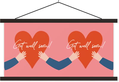 Posterhanger incl. Poster 60x30 cm - Schoolplaat - Beterschap - Spreuken - Arm - Ziek - Textielposter - Zwarte latten