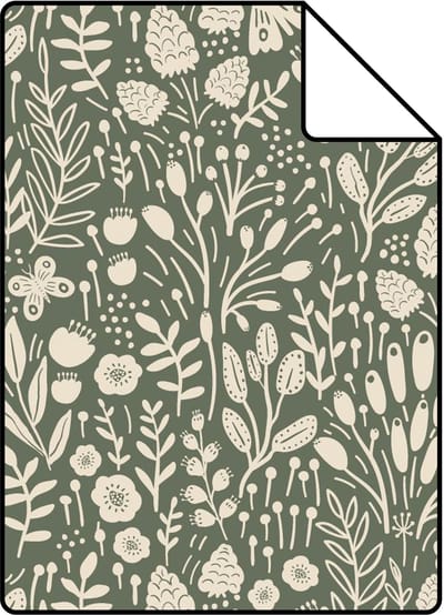 Proefstaal ESTAhome behang bloemetjes groen - 26.5 x 21 cm - 131250-S