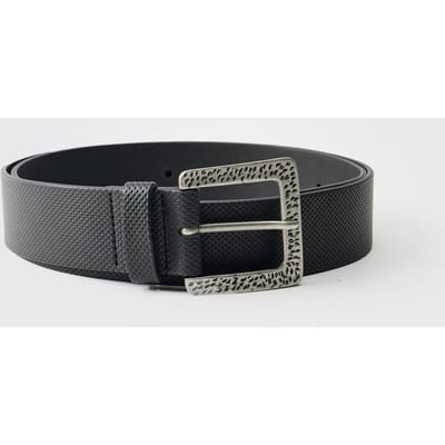 PU Belt With Silver Buckle | Black | Size Small