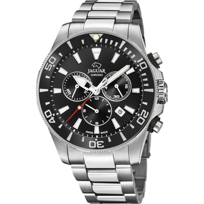Jaguar J861/3 Heren Horloge - Saffierglas - Roestvrijstaal/Staal - Zilverkleurig - Ø 43.5 mm - Quartz - Vouw/Vlindersluiting - 20 ATM (duiken)