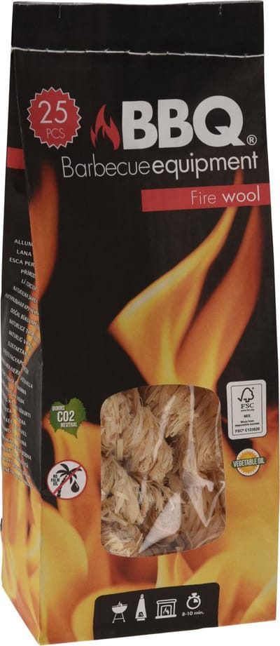 BBQ Collection - Barbecue en vuurkorf aanmaak houtwol krullen - 25x stuks - BBQ aanmaken
