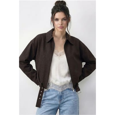 Oversized Denim Bomberjack met Riem