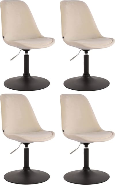CLP Maverick Set van 4 Eetkamerstoelen - Fluweel creme zwart
