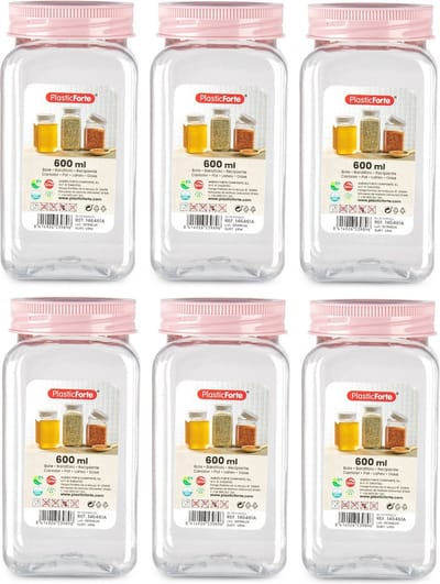 PlasticForte Voorraadpot/bewaarpot - 6x - 400 ml - kunststof - oud roze - B7 x H11 cm