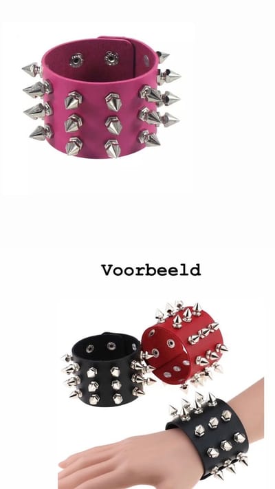 Akyol - Punk Armband - Gothic Spikes Armband -pentagram armband -pentagram -spiritueel armband - Bracelet met stuts - PU Leer - Unisex - Armband Roze – armband met spikes – gothic – gothic look- stijl