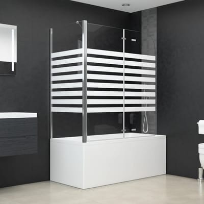 Vidaxl Paravent de Baignoire, 120x68x130 cm, Verre Trempé, Rayé