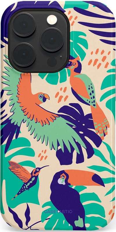 Casetastic Hoesje Geschikt voor Apple iPhone 14 Pro Magsafe - Stijlvolle Beschermende Duo-layer Case - Tropische Vogels