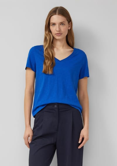 Zachte jersey T-shirt met V-hals en voorpaneel voor vrouwen s.Oliver