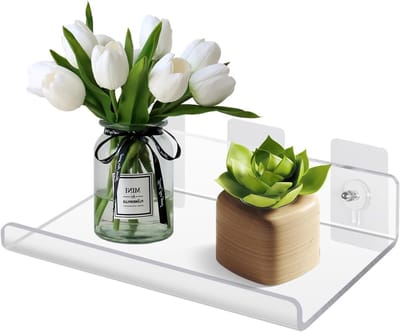 Moderne Acryl Wandplanken zonder Boren - Zelfklevende Drijvende Plank voor Badkamer en Kinderkamer met Cubisch Ontwerp
