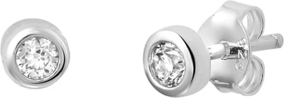 Lucardi Dames Zilveren oorknoppen rond 3mm met zirkonia voor dames - Oorbellen - 925 Zilver - Zilverkleurig