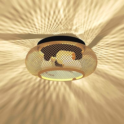 KZQ Plafondventilator met verlichting bamboe look 50cm transparante bladen met afstandsbediening