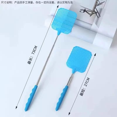 1/2 mini tapette à mouches rétractable en plastique; Poignée antidérapante en acier inoxydable; Tapette à moustiques d'été; Tue-mouches pour jardin bleu