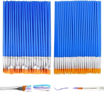 Complete penseelset van 60 stukken voor acryl, aquarel en olieverf met diverse kwasten voor kinderen en beginners