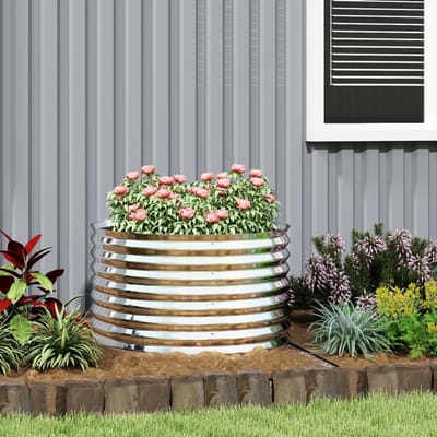 Wishdor - Verhoogde Plantenbak - Modulair Ontwerp - Open Bodem - Voor Tuin - Staal - Donkergrijs - 160 x 80 x 56 cm