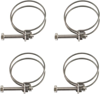 Set van 4 Dubbele Draad Slangklemmen 105-110mm - RVS Slangklemmen voor Pijpen en Slangen