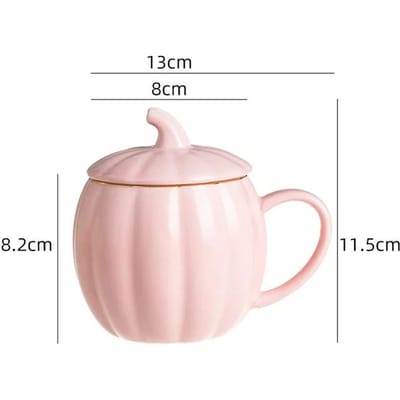 Tasse à café en céramique en forme de citrouille, couleur pure, avec couvercle, idéale pour le petit-déjeuner, le lait, le jus, le yaourt, le thé de l'après-midi 400ml white