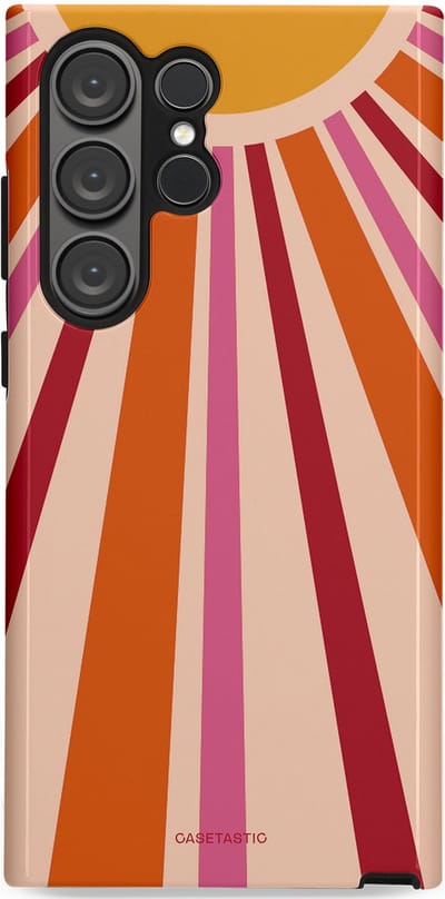 Casetastic Hoesje Geschikt voor Samsung S23 Ultra - Stijlvolle Beschermende Duo-layer Case - Retro straal