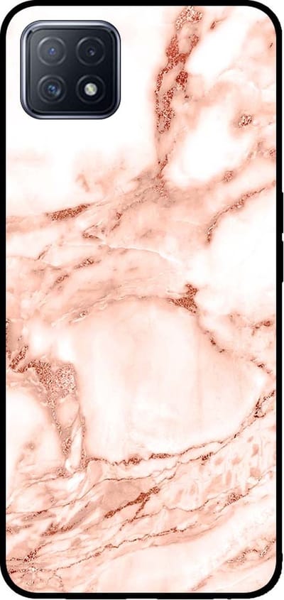 Smartphonica Telefoonhoesje voor OPPO A53 5G / A72 5G / A73 5G marmer look - backcover marmer hoesje - Wit Rosé Goud geschikt voor Oppo A53 5G;Oppo A72 5G;Oppo A73 5G