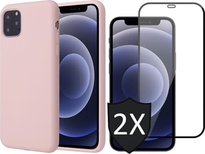 Hoesje geschikt voor iPhone 13 Pro Met 2x Screenprotector - Fluweelzachte Backcover - Roze