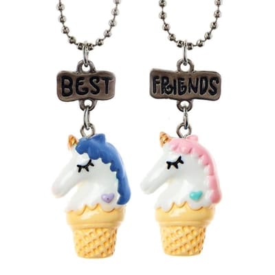 Fako Bijoux® - Vriendschapsketting - BFF Ketting - Eenhoorn - Unicorn - Best Friends - Roze/Blauw