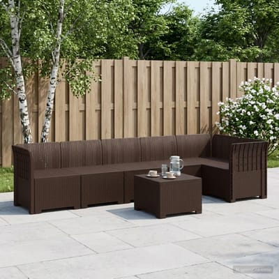vidaXL - 6-Zits - Tuinbank - Rattan - uitstraling - PP - Bruin