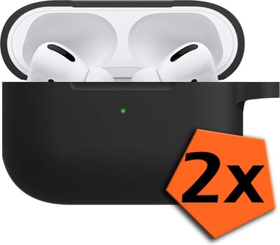 Hoesje - 2 Stuks - Geschikt voor Apple Airpods Pro - met Clip - Siliconen Hoes - Silicone Case Cover - Zwart