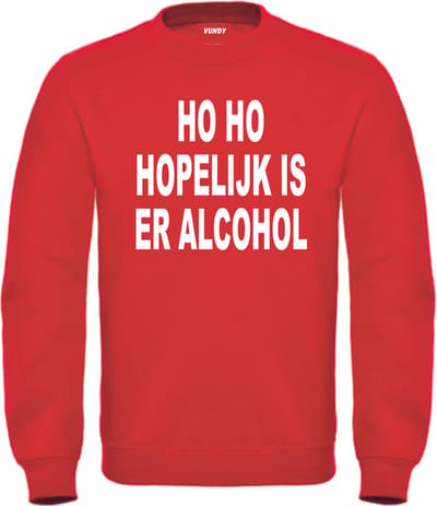 Kersttrui Ho Ho Hopelijks Is Er Alcohol | Foute Kersttrui Dames Heren | Kerstcadeau | Kerstpakket | Rood | maat XS