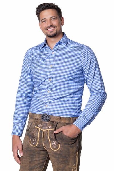 Tannhauser Leopold Oktoberfest Blouse Oktoberfest Heren Carnavalskleding Heren - Lange Mouw - lichtblauw - Maat S - Katoen/Viscose, bestel een maat groter dan je gewend bent